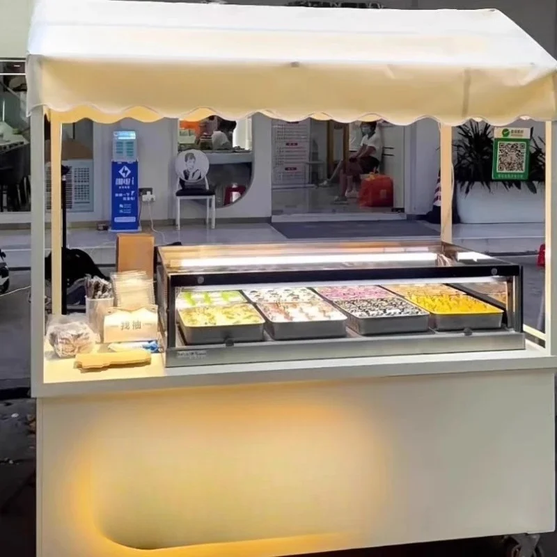 coffee cart outdoor popcorn stall cart multi-functional barbecue snack display vehicle commercial