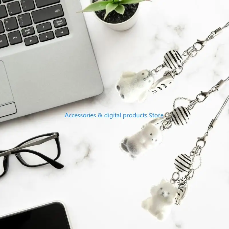 77JD Fashionable Mobile Straps Flocking Cartoon Animal Pattern Cellphone Pendant