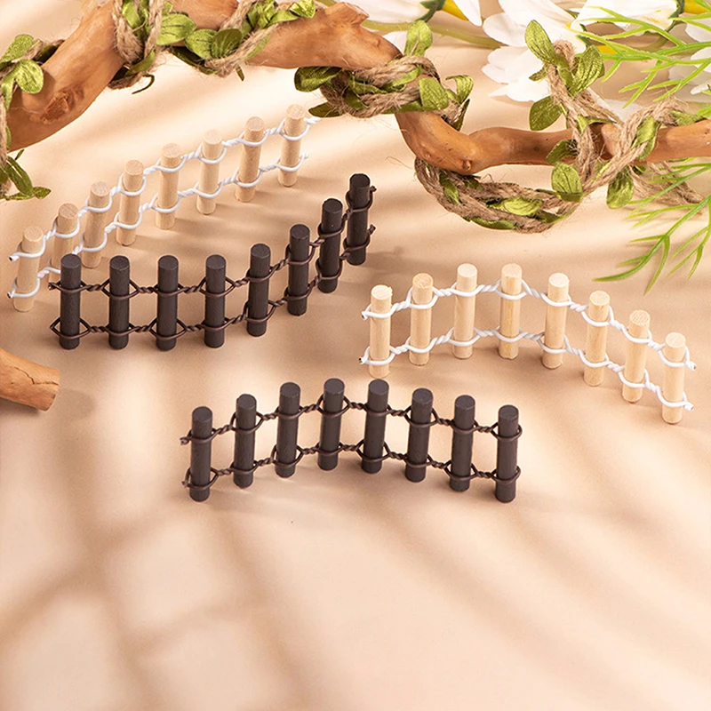 1Pc Dollhouse Miniature Wooden Small Fence Microlandscape Log Fence Mini Simulation Garden Home Crafts Decor Accessories-Toy