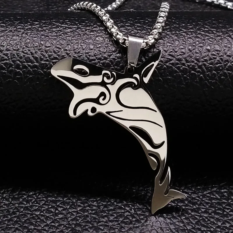 Shark Stainless Steel Charms Necklaces for Women Fish Whale Dolphin Silver Color Necklaces Pendants Jewelry colar gargantilha