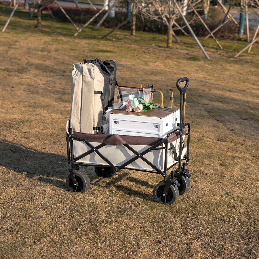 Schwerlast-Bollerwagen mit großer Tragfähigkeit, faltbarer Bollerwagen für Garten, Strand, Campingausrüstung mit Getränkehaltern. – Detail 23