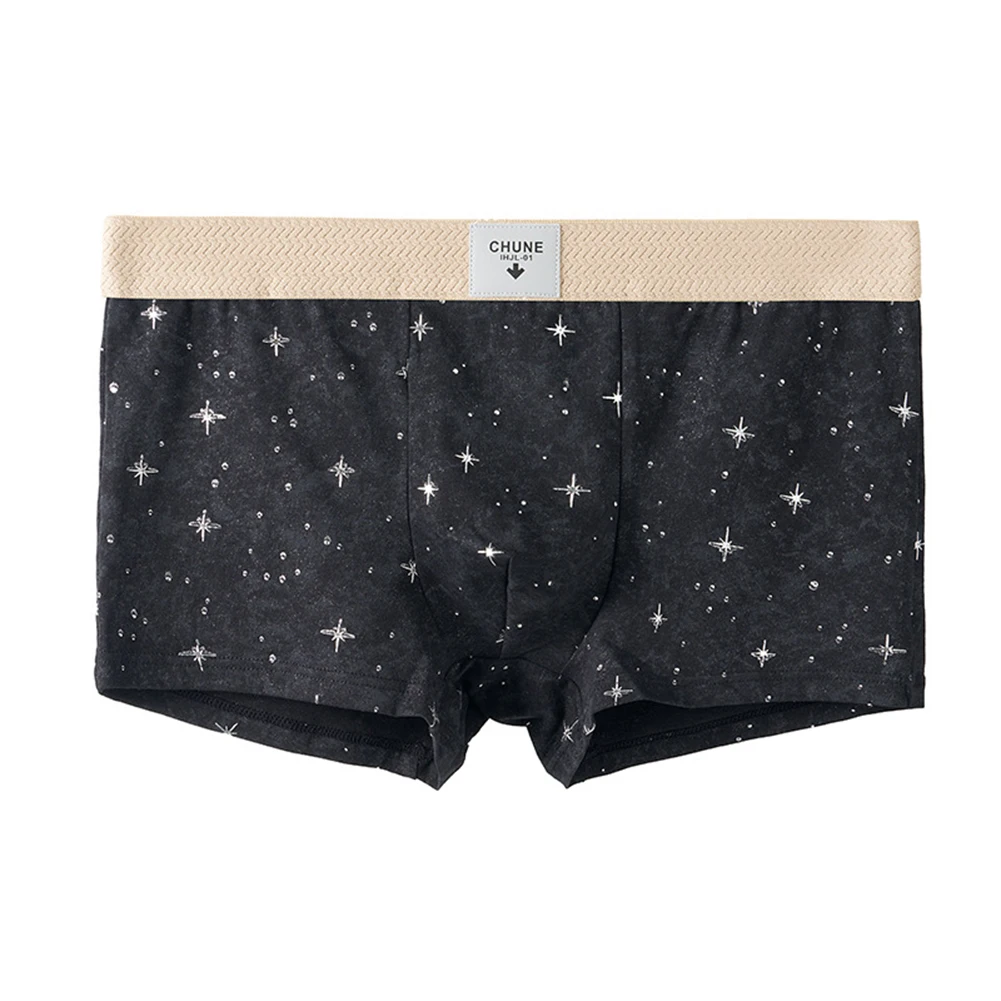 

Mid Waist Men\\'s Cotton Boxer Shorts Printed Design Breathable Fabric with U Pouch Trunk Underwear for Daily Use