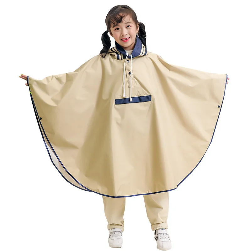 Best-selling primary school students waterproof raincoat with bag bits and bicycle riding poncho for rain day