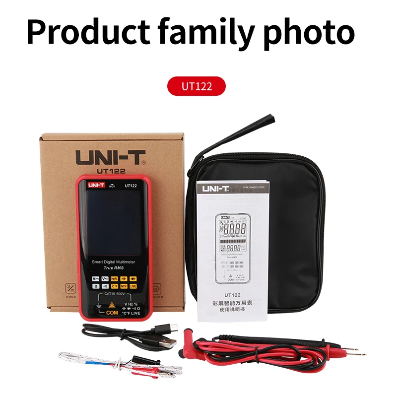 UNI-T UT122 Digital Smart DC/AC Voltage Multimeter Capacitor Diode NCV Auto Range Tester with Flashlight Backlight