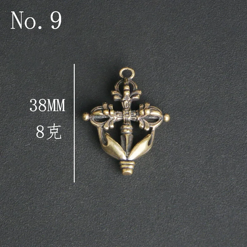 Vintage brass vajra pestle keychain pendant Tibetan religious magic weapon vajra pendant small copper