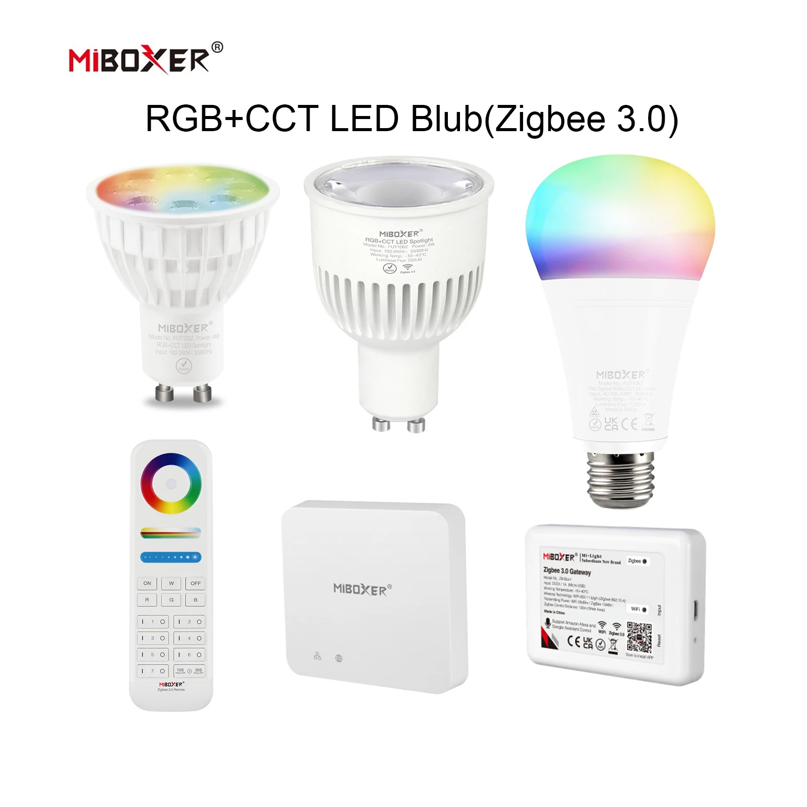 

Zigbee 3.0 4W 6W 12W LED Bulb RGB+CCT Lamp E27 GU10 AC100~240V Miboxer Music Smart Light Works With Alexa Echo Google Home