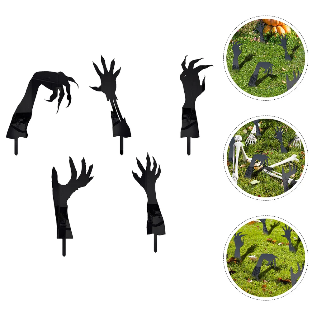 

5 Pcs Halloween Ghost Hand Decoration Outdoor Ornaments Party Acrylic outside Sign