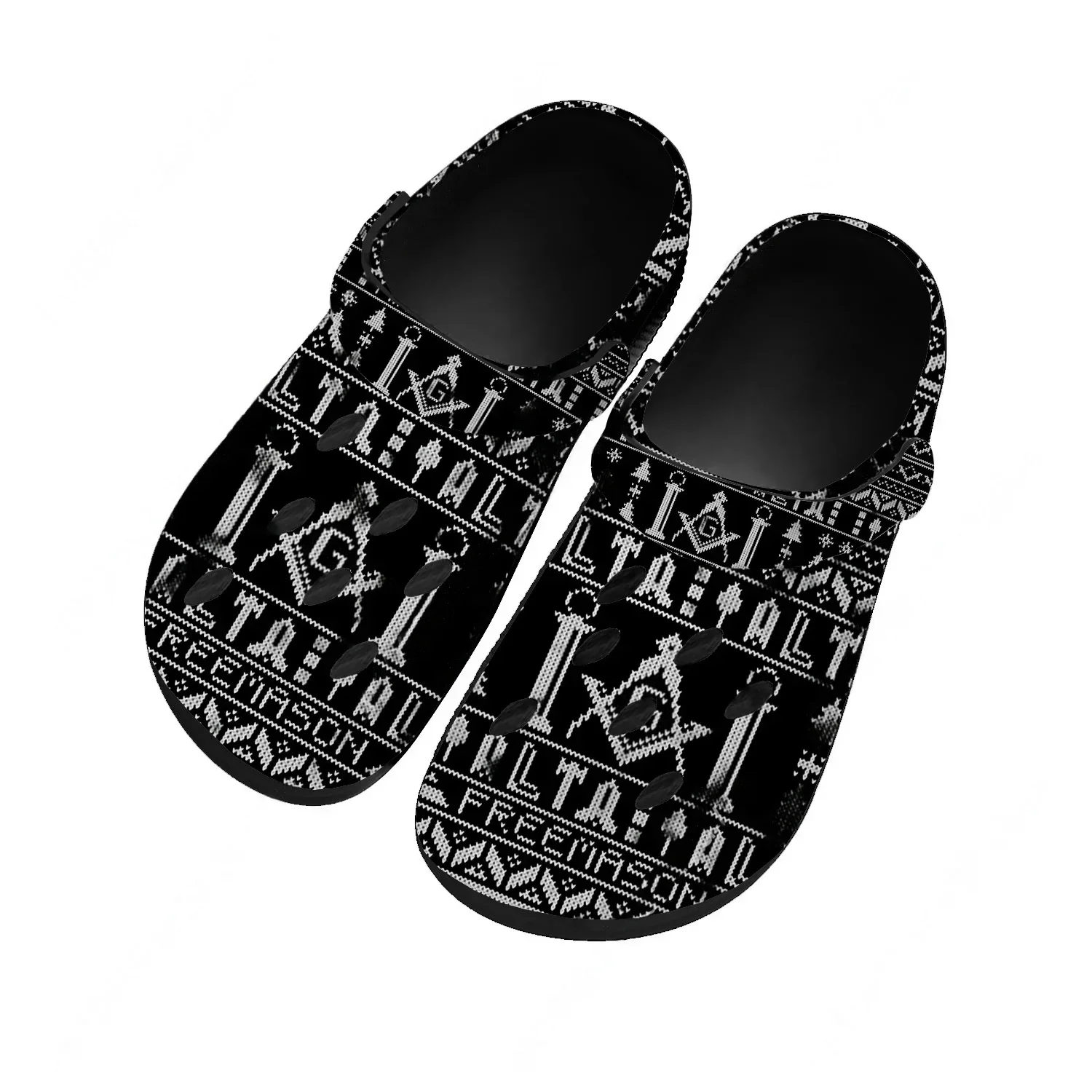 

Masonic Mason Freemason Pattern Water Shoes Mens Womens Home Garden Clogs Customizd Sandals Beach Breathable Hole Slippers