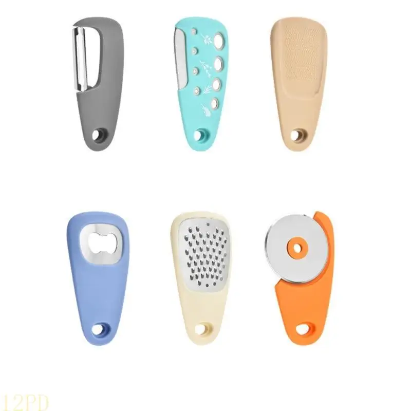 12PD Modern Nonrust Steel Kitchens Tool Assembly Containing Peelers Pizza Cutter Grater Bottle Opener Garlic Press Herb Choppers