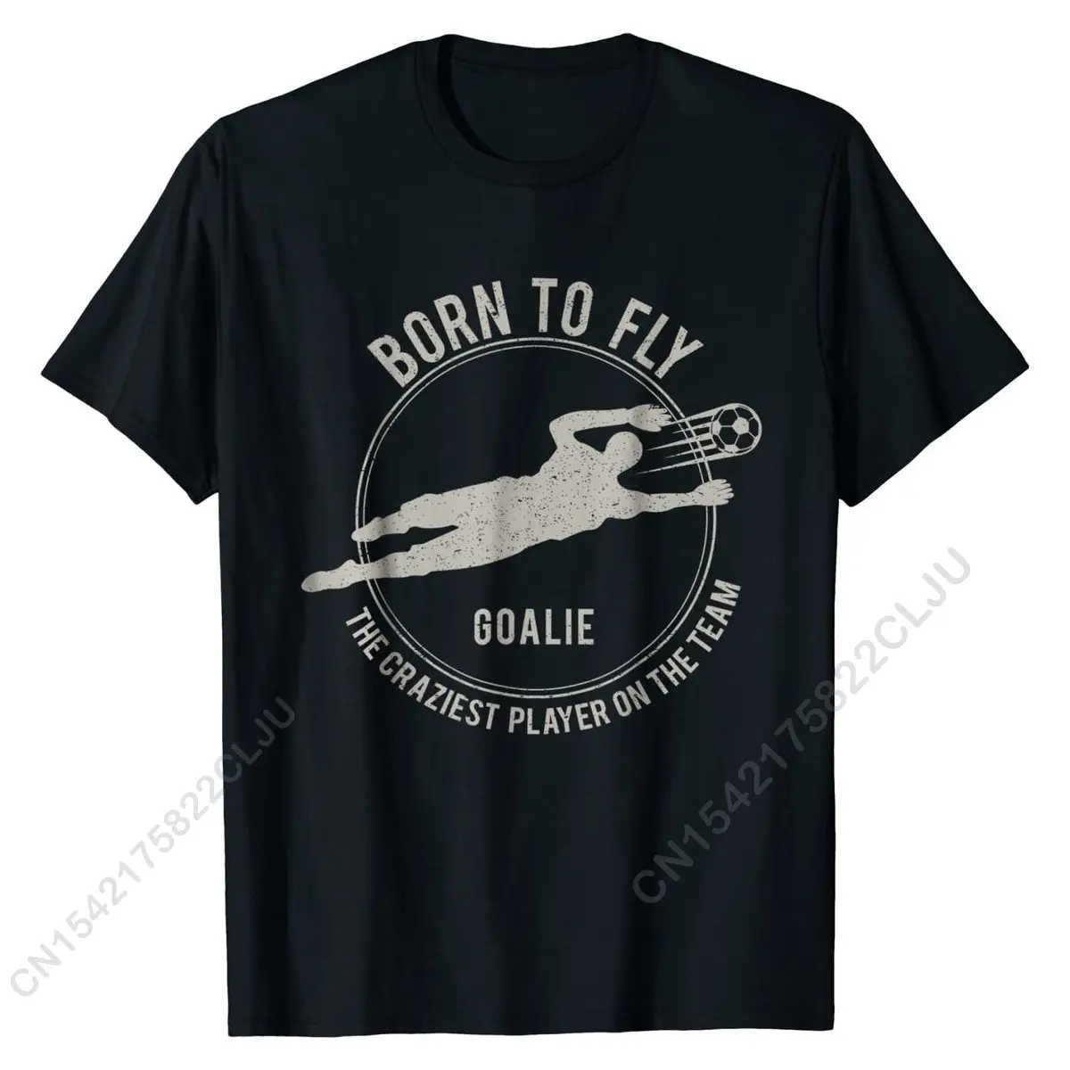 Funny Goalkeeper T-Shirt Gift Soccer Goalie Born To Fly Design T Shirt Prevalent Cotton Mens Tops Tees Cosie