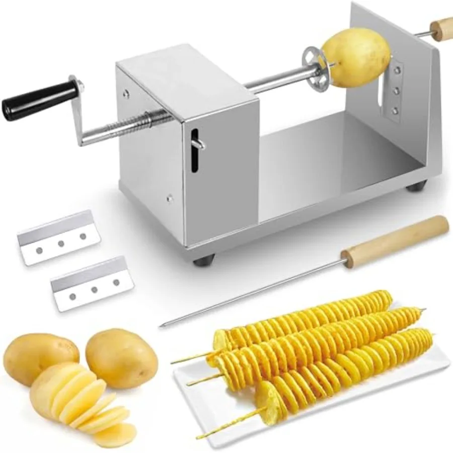 

Tornado Potato Spiral Cutter Manual Stainless Steel Potatoes Twister Slicer for Healthy LowCarb Meals Easy to Use Kitchen Tool