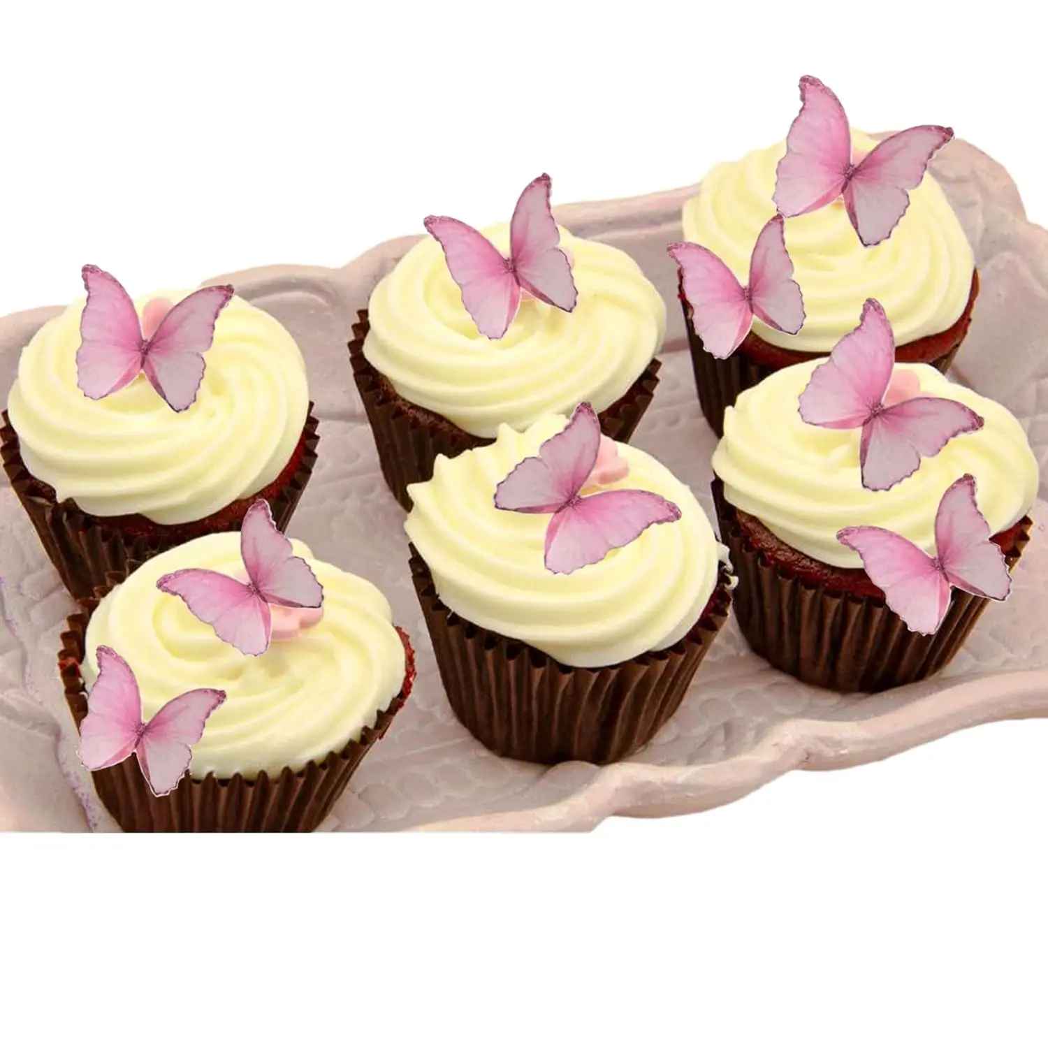 48/160 Stück rosa Schmetterlinge Cupcake Topper Papier Schmetterling Kuchen Topper für Geburtstag Braut Baby Dusche Mädchen Kuchen Dekorationen – Detail 5