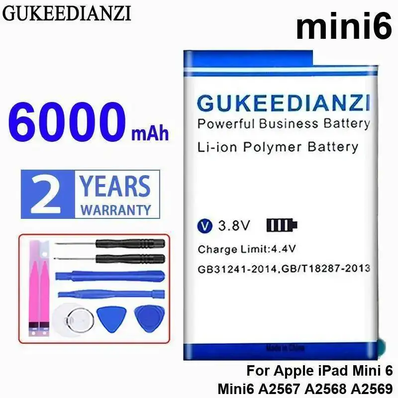 

Легкий аккумулятор для планшета 6000 мАч для Apple Ipad Mini 6 Mini6 A2567 A2568 A2569