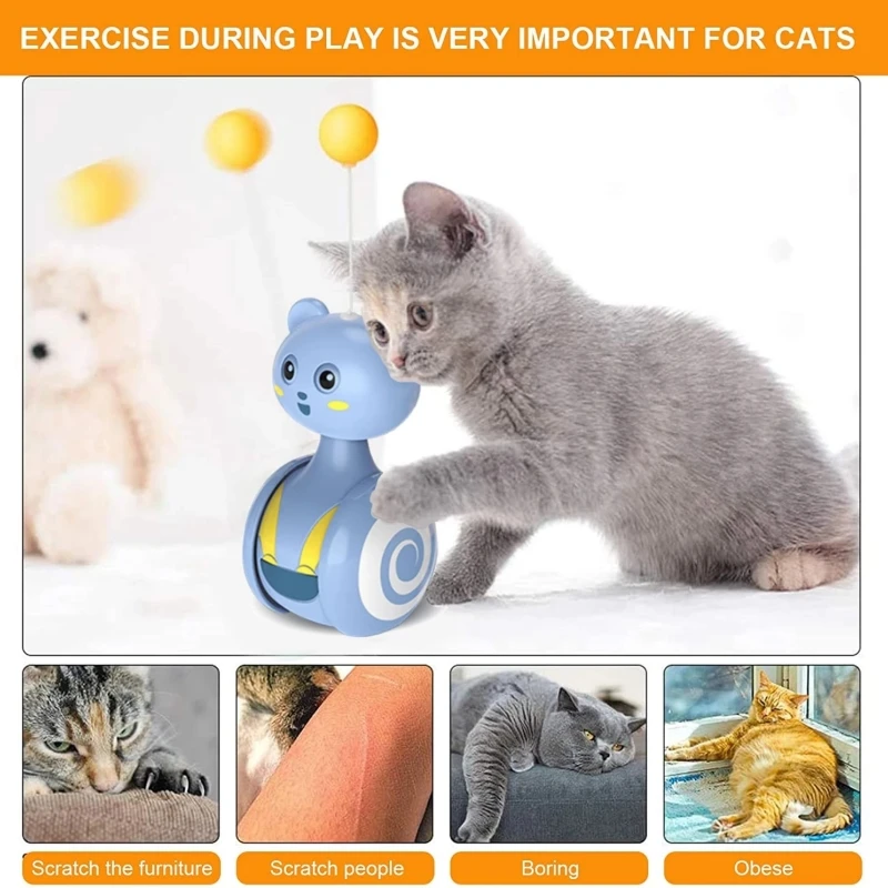 Cat Interactive Feather Toys Pet Fun Cat Interactive Toy Cats Toys Cat Rolling Teaser Feather Wand Toys Rotating Ball