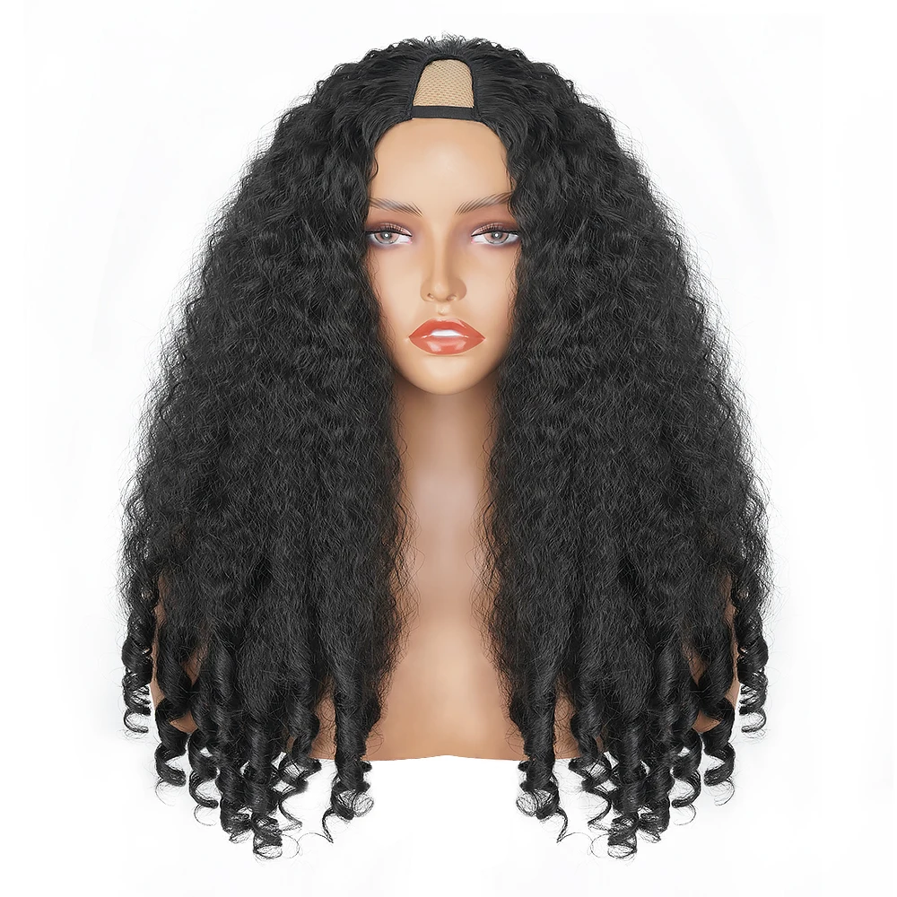 الخصبة هوت الأفرو مجعد غلويليس Vpart شعر مستعار غريب مستقيم مع أطراف مجعد ياكي شعر مستعار كامل آلة شعر مستعار اصطناعي للمبتدئين #5