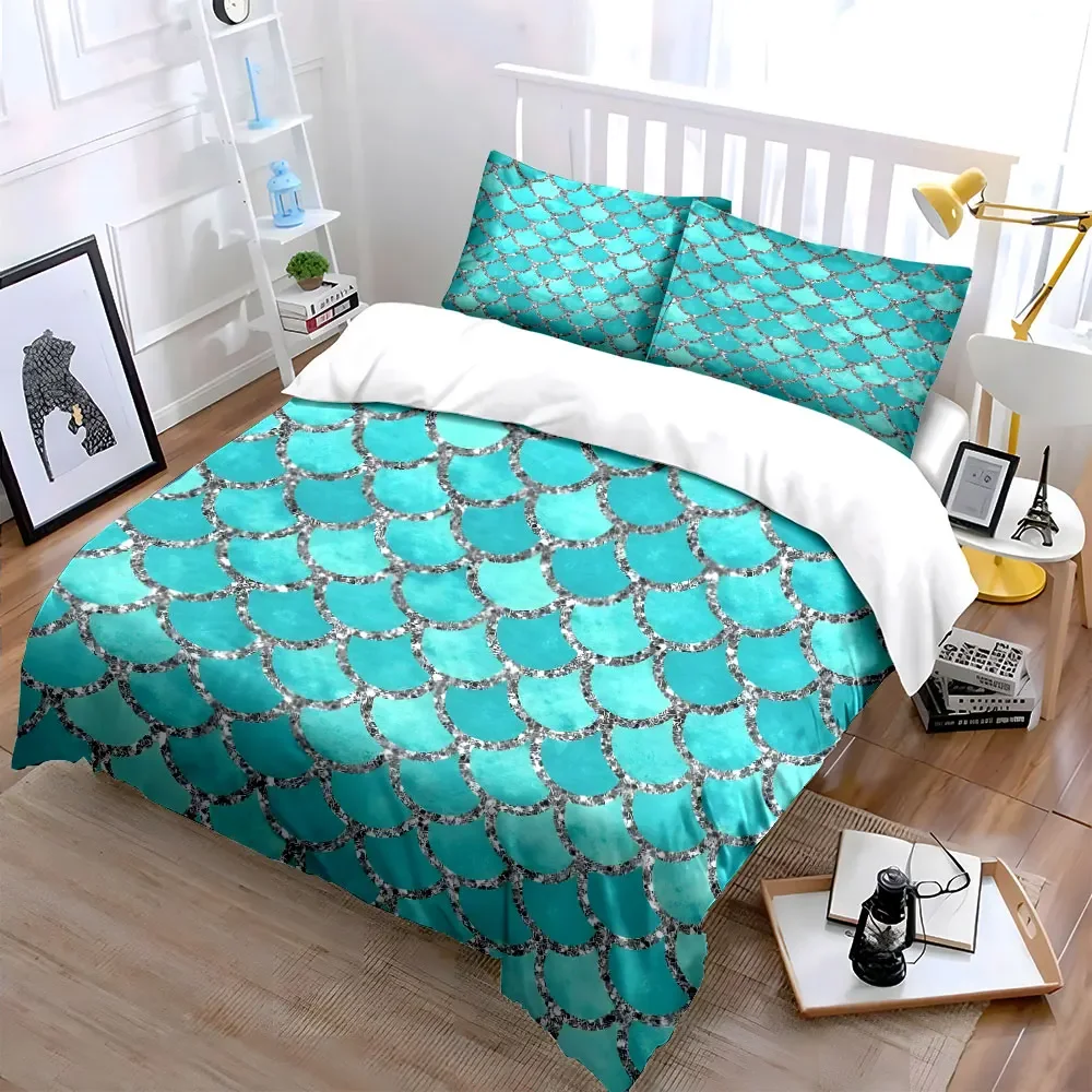 Mermaid Style Three-Piece Decor Multiple sizes kid's and adults' bedroom Exquisite 3PC bedding set, gift