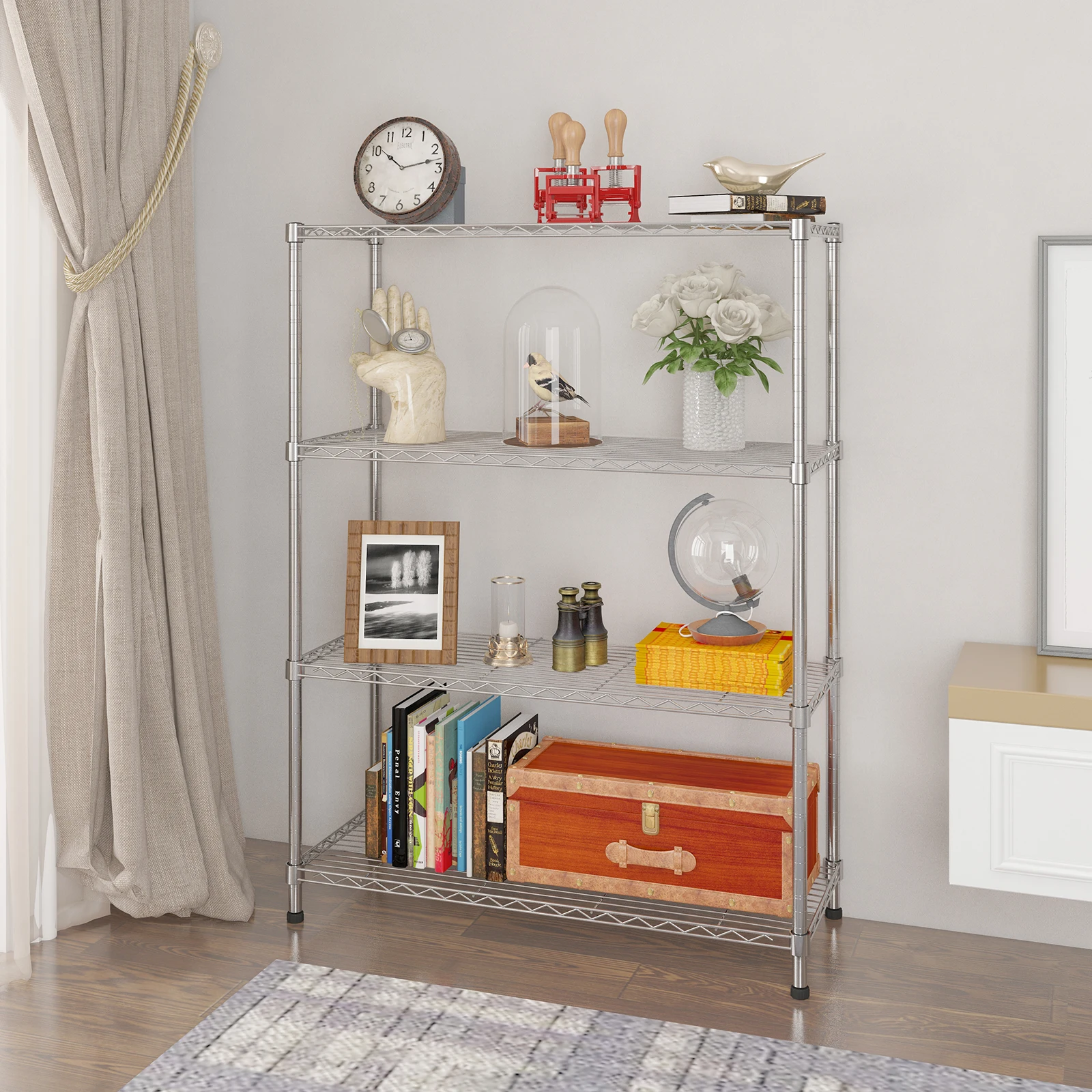 

4-Layer Chrome Plated Iron Shelf 120*90*35 Silver