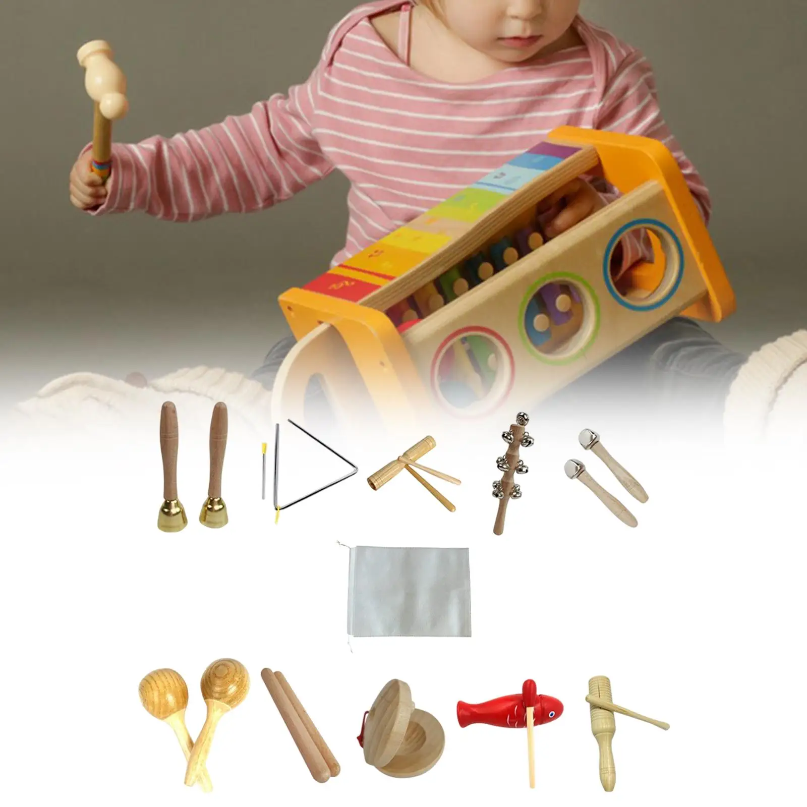 

10Pcs Kids Musical Instruments Set Teaching Aids Development Toy Educational