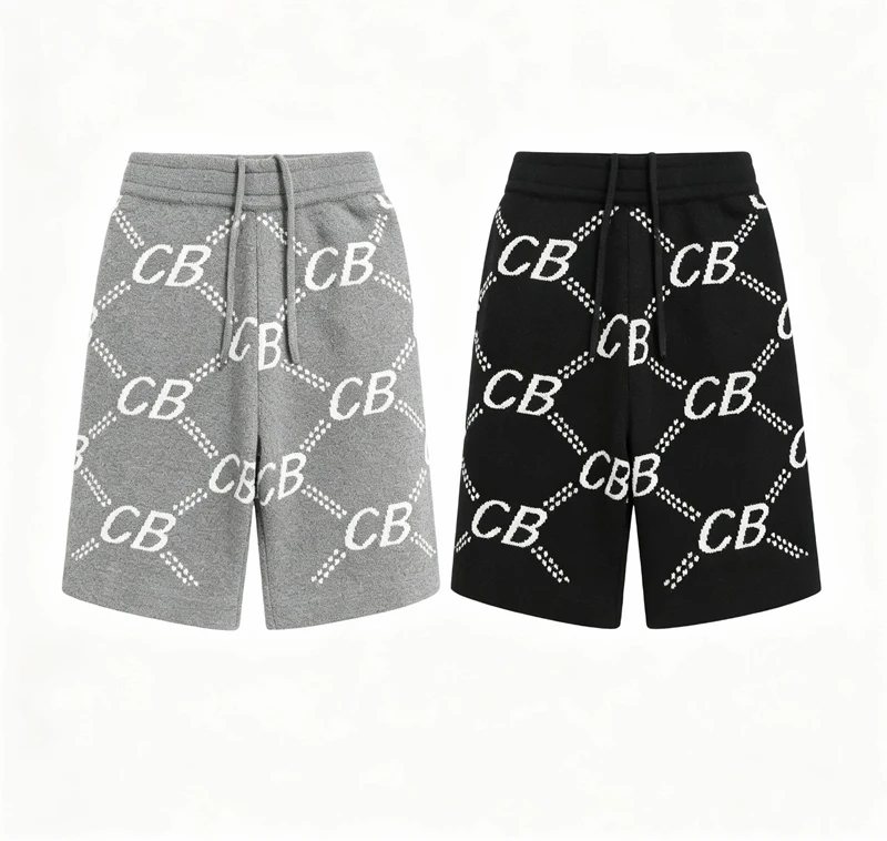 New High Quality CB Short Pants American Style Letter Print Summer Casual Knitted Shorts