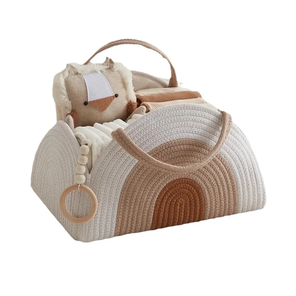 

Going out portable rope woven hand basket diaper bag storage basket