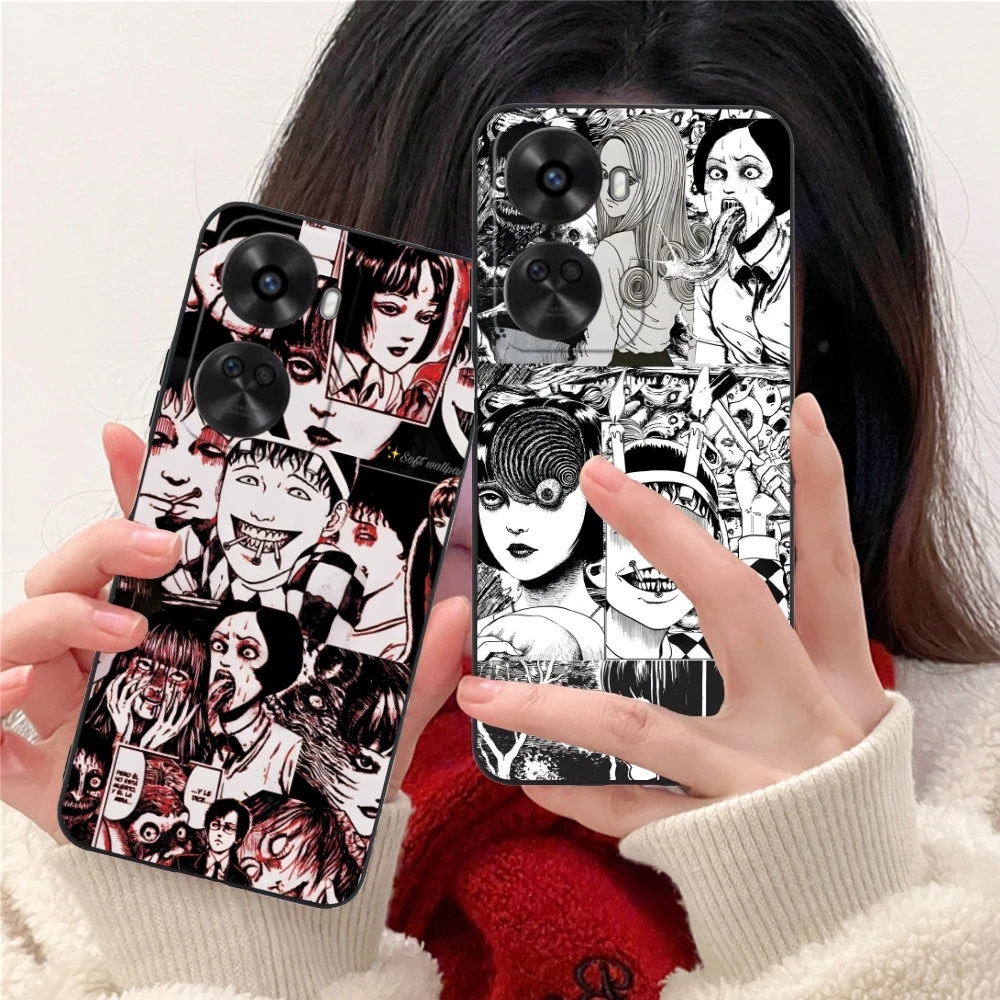 Junji Ito Cool Souichi Mobile Cell Phone Case for Huawei Nova 12 11 10 9 8 7 Pro SE 5G Black Soft Phone Cover Shell