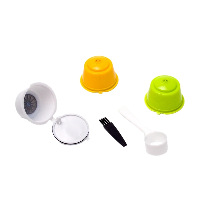 3 Pcs Coffee Capsules Refillable Coffee Capsules Pods Reusable Universal Coffee Filter With Spoon Brush For Dolce Gusto A