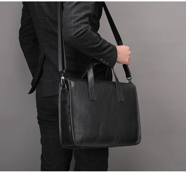 الرجال حقيبة يد جلد طبيعي حقيبة كمبيوتر محمول الذكور حقائب كتف متنقلة سعة كبيرة الرجال حقائب
