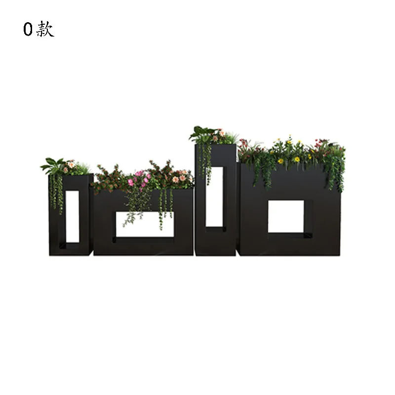 

Outer pendulum flower pot Commercial street Outdoor wrought iron flower box Combination galvanized sheet partition flower bed