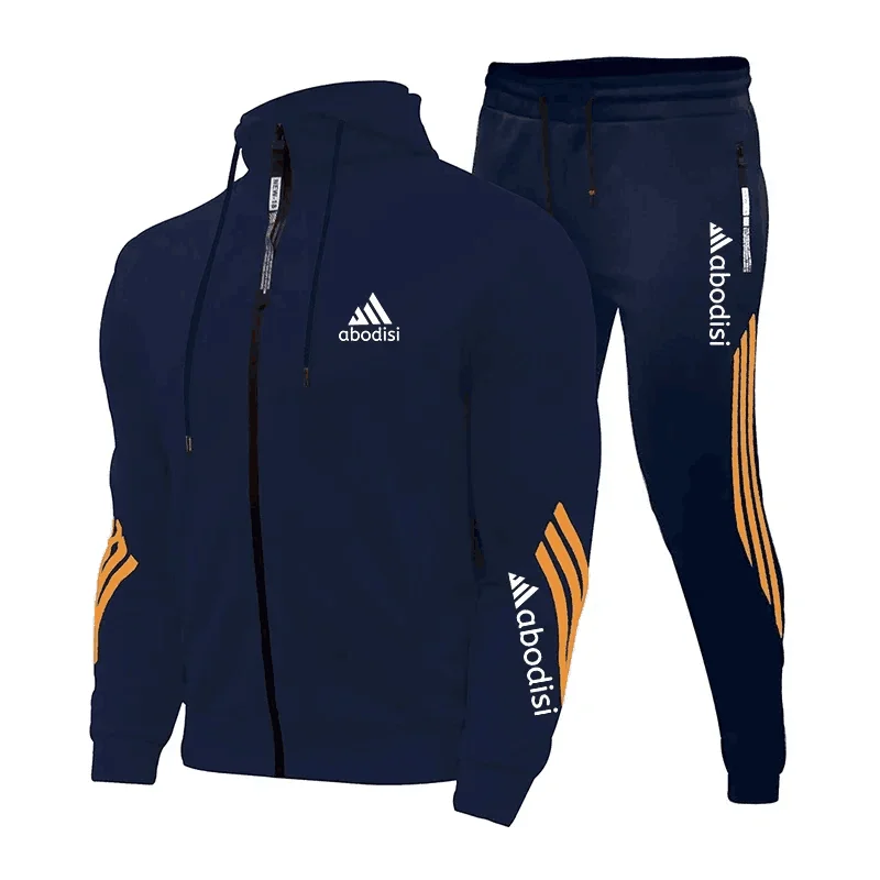 Ensemble de 2 pièces d\'entraînement pour hommes, vêtements de marque à capuche, décontractés et sportifs, pour fitness, chauds, nouvelle collection