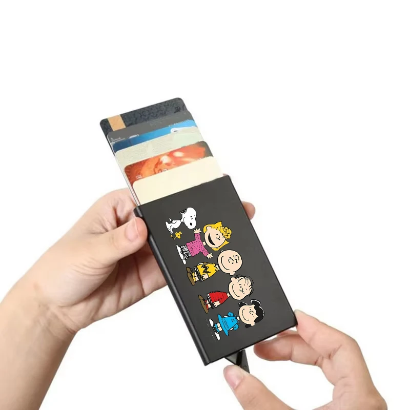 スヌーピー Rfid スマートウォレットカードホルダー金属薄 - Card Case Minimalist のレビューと価格