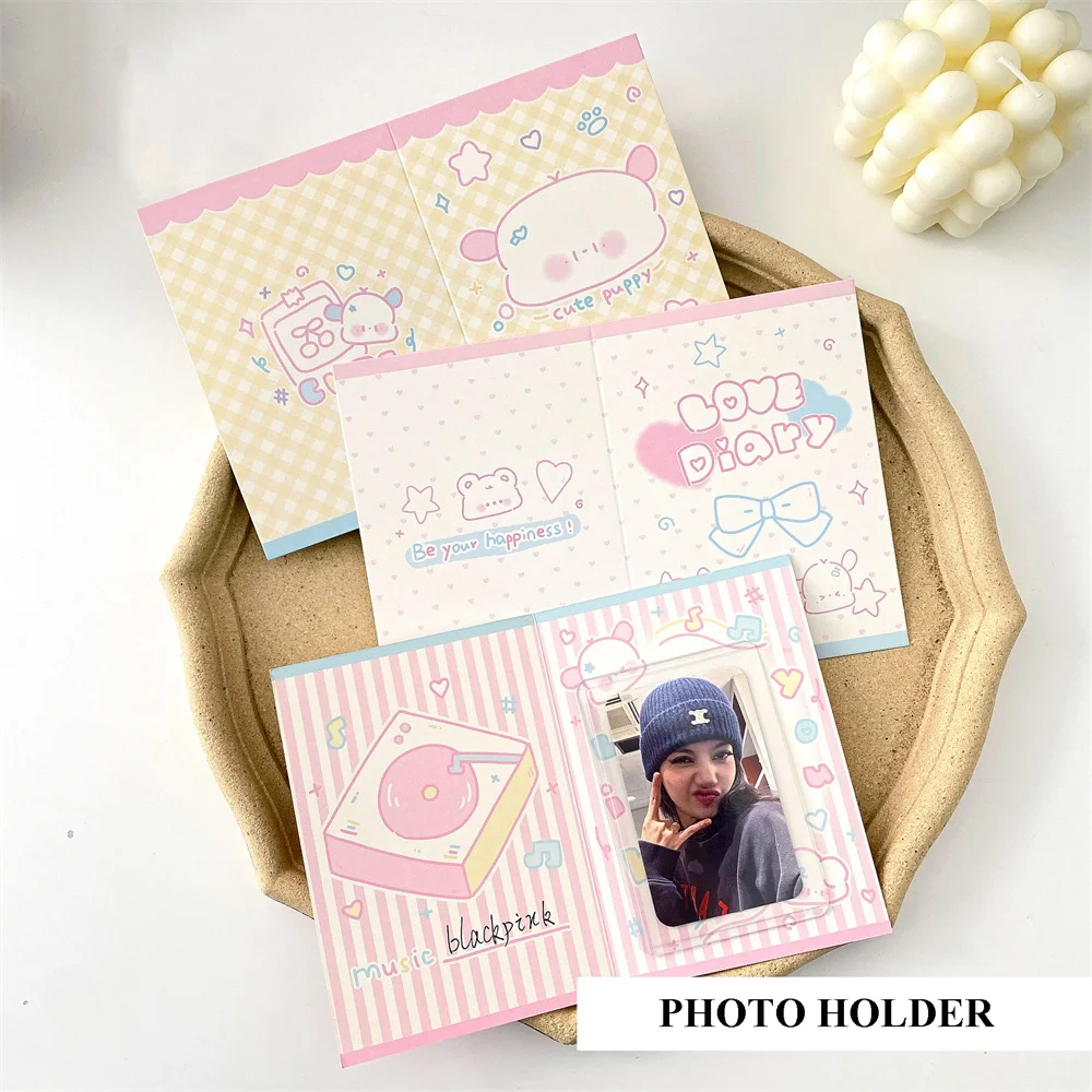 10pcs Korean Ins Cute 3-inch Photo Card Back Card Foldable Card Holder Fix Decor Paper Board DIY Card Packing Material Supplies