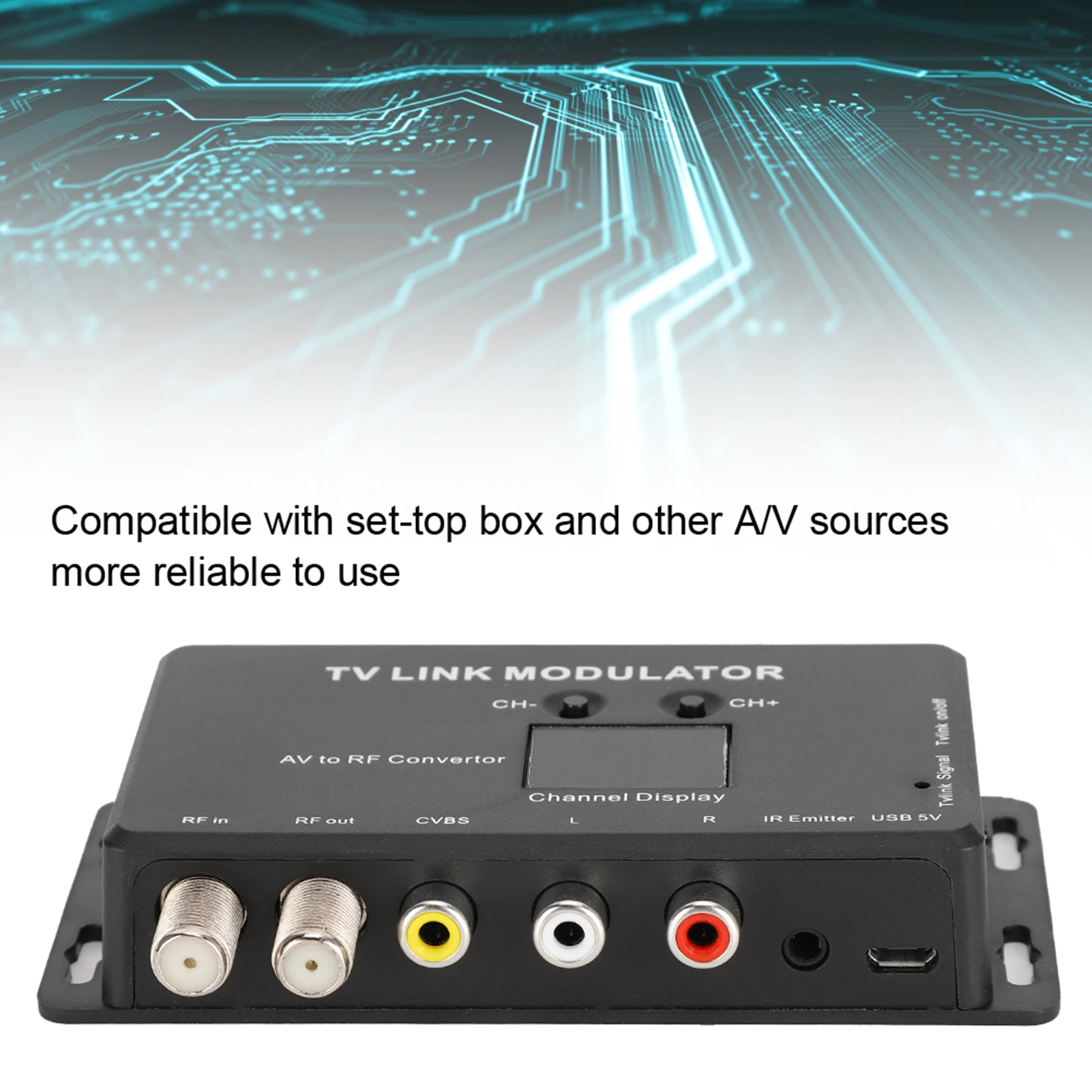 IR Extender Adapter TM70 UHF TV LINK Modulator AV To RF Converter IR Extender With Channel Display Modulator AV To RF Converter