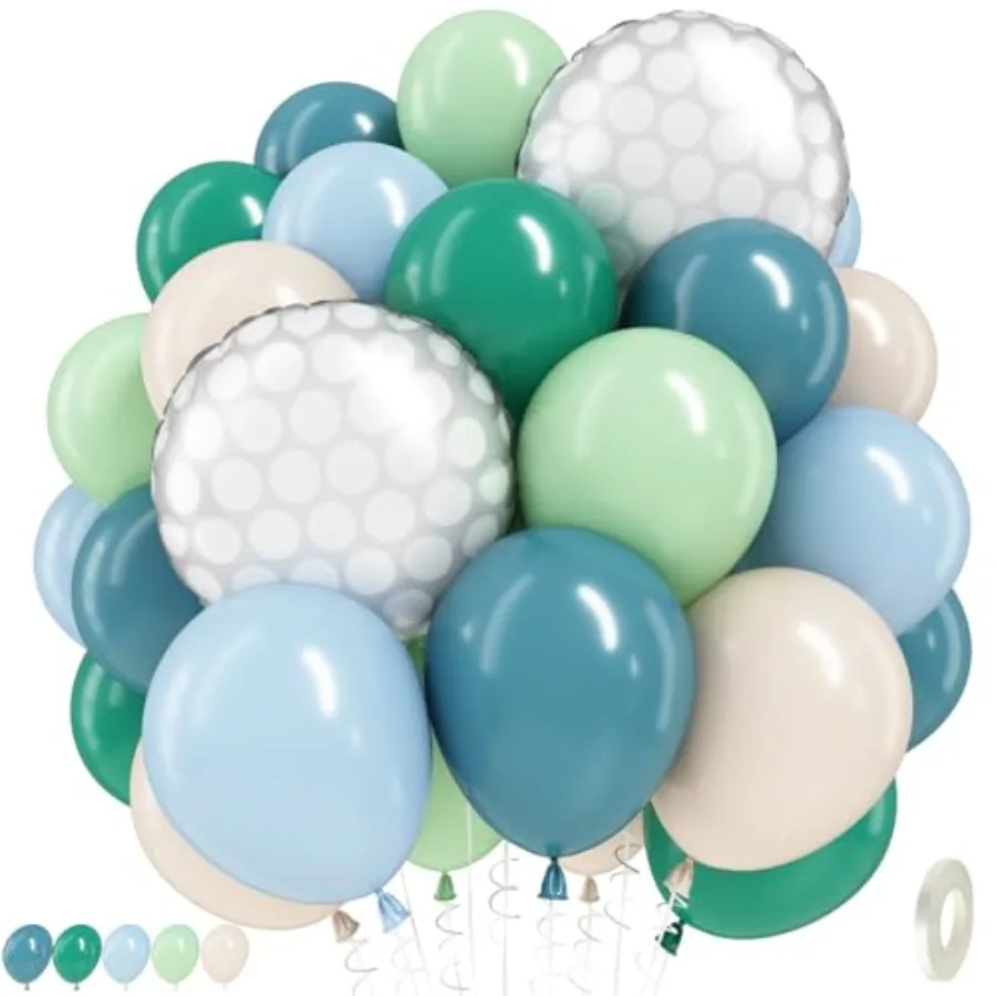 

Golf Party Balloons, 12 Inch Dark Light Latex Balloons with 18 Inch Round Ball Foil Helium Balloon for Hole-in-One Sports Team
