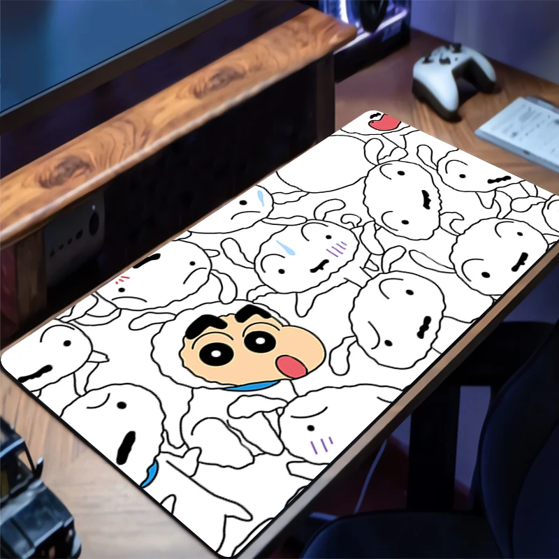 Alas Mouse C-crayon Shin-chan Extended Gaming Mousepad Dengan Tepi Jahitan Alas Meja Anti Selip Alas Keyboard Komputer Modis