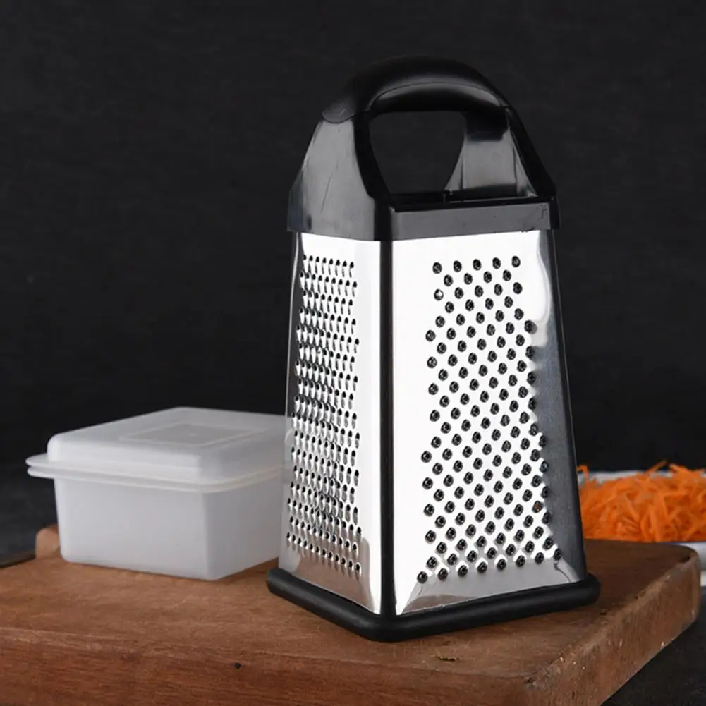 Stainless Steel Grater Professional Stainless Steel Cheese Grater with Container Handle for Vegetables Ginger Potatoes 4 Box