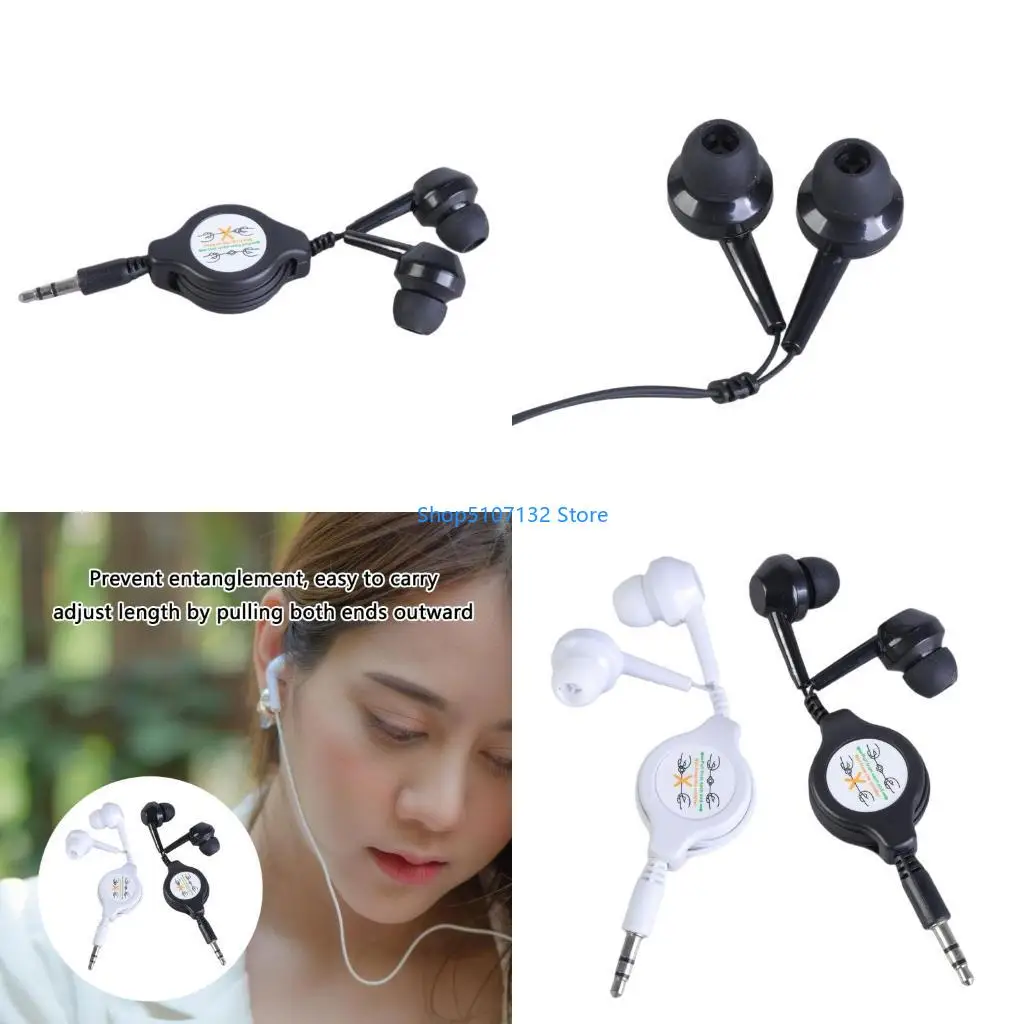 87HD Portable 3.5mm Earphones With Retractable Cable Headset For Smartphones