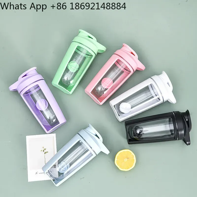 500ML Portable Plastic Double Layer Shaker Cup with Scale for Milkshake Protein Powder Fitness Sports Water Cup