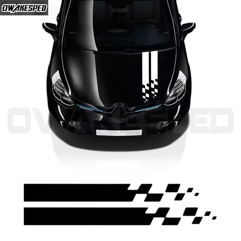 Car Stripes Hood Sticker Racing Bonnet Sport Decal For Renault Megane Clio RS Captur Sandero Espace Twingo Scenic Laguna Trafic view 4