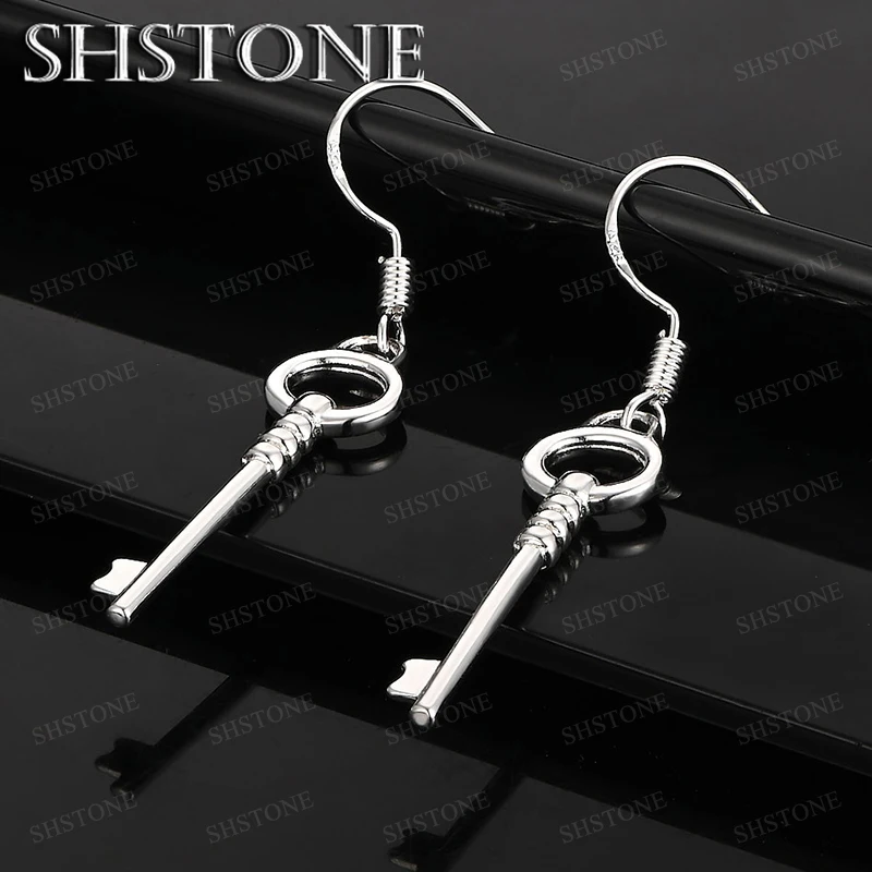 

Fine 925 Sterling Silver Drop Earring For Woman Birthday Party Fashion Engagement Wedding Jewelry Gift Accessories Key Earring