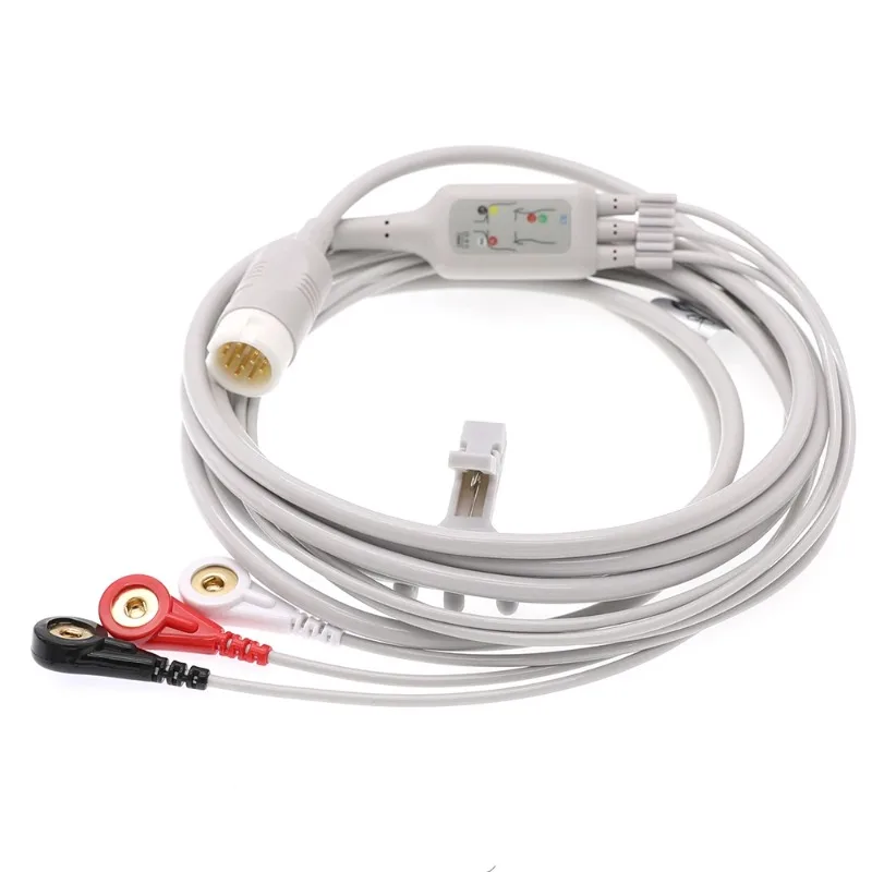 12-Pin 3-Lead ECG Lead Wire for MP20 50VM6 8 Jinkewei G40G30E Monitor