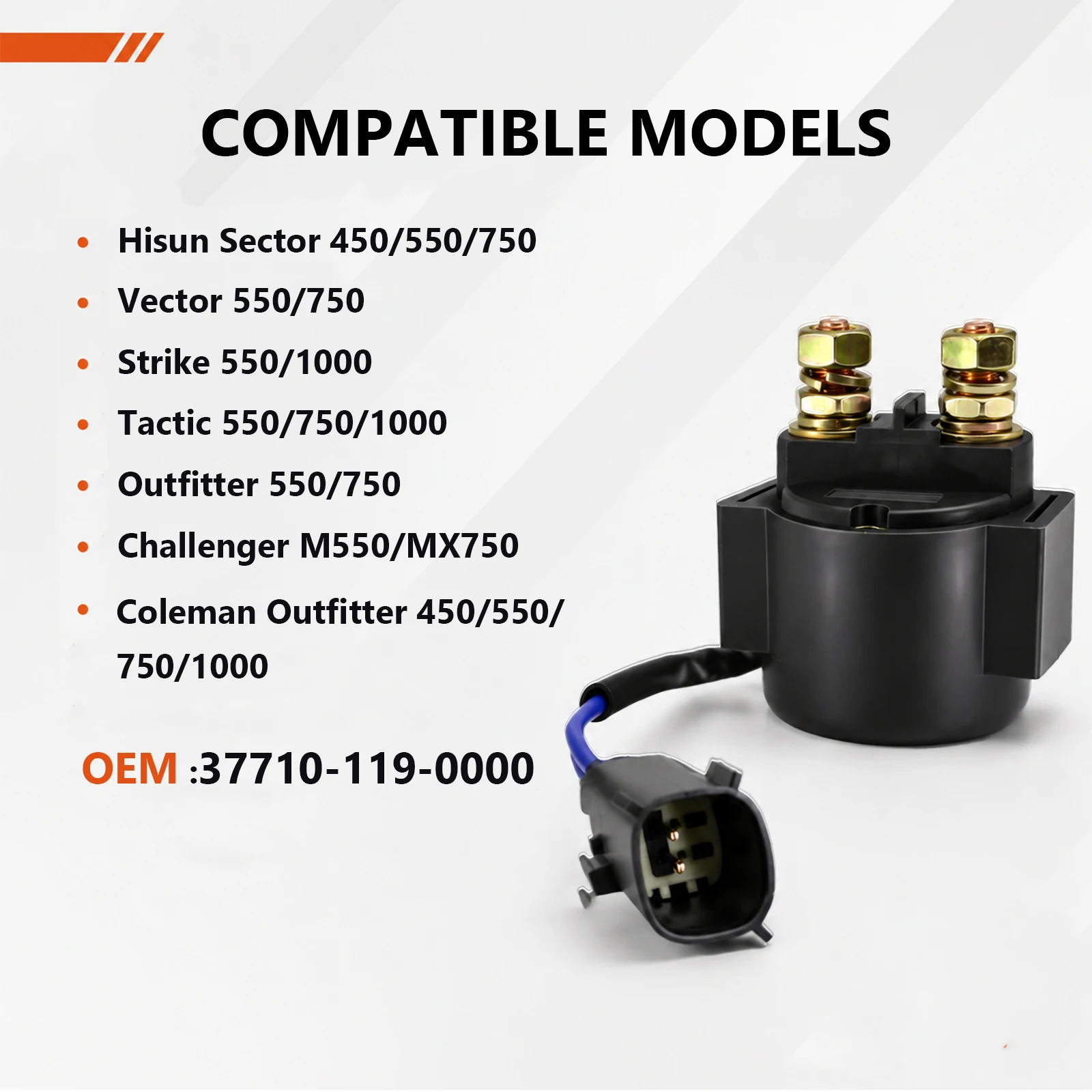 Starter Solenoid Relay 12V for HiSun HS450 500 550 700 750 1000 Sector Vector Strike Tactic 37710-119-0000
