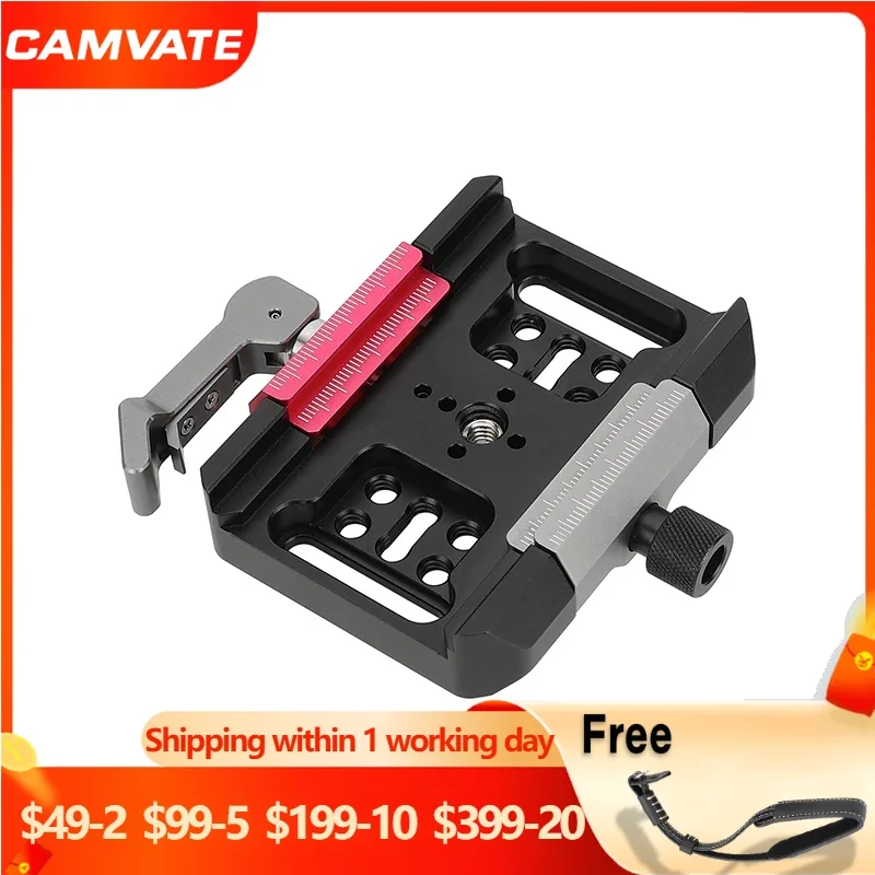 

CAMVATE Arca-type Quick Release Clamp Manfrotto Baseplate For DSLR Camera Cage, Gimbal and 577/ 501/ 504/ 701 Tripods BallHead