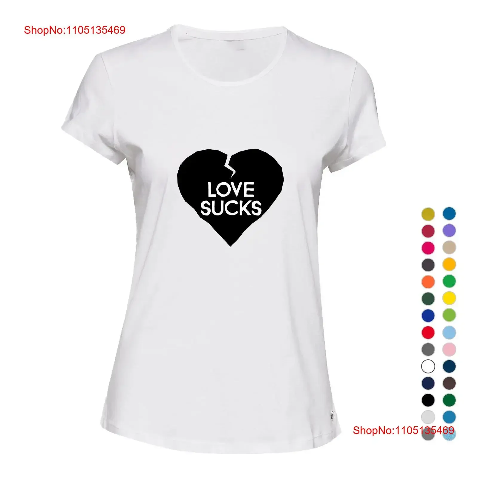 Love Sucks Broken Heart Lover Funny Joke Novelty Ladies Women T Shirt Top vintage Washed fashion Slightly Casual streetwear