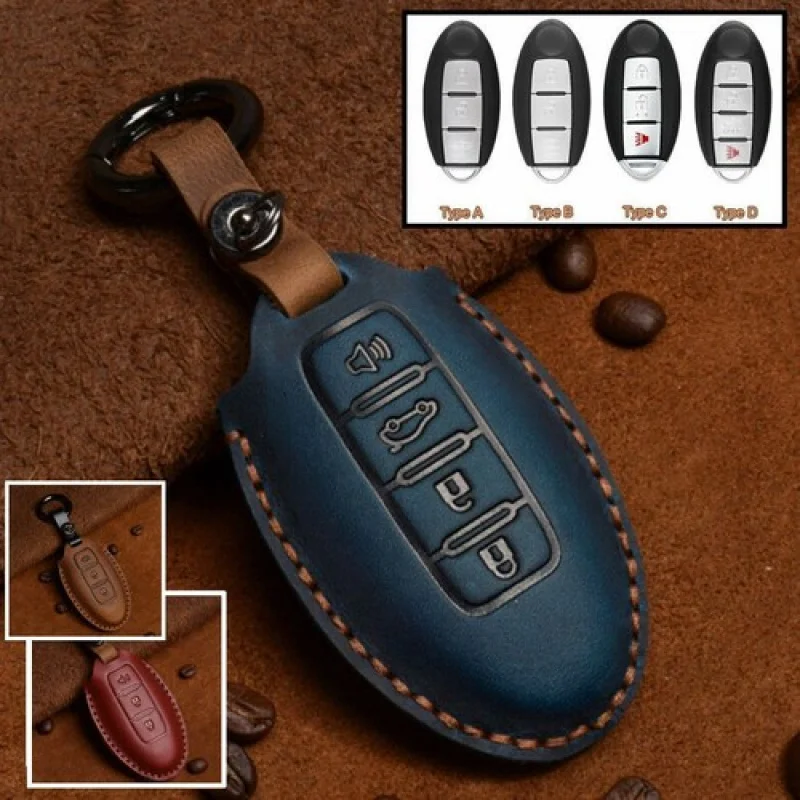 

A+ Genuine Leather Car Remote Key Case Cover Holder For Nissan Rouge Murano Altima