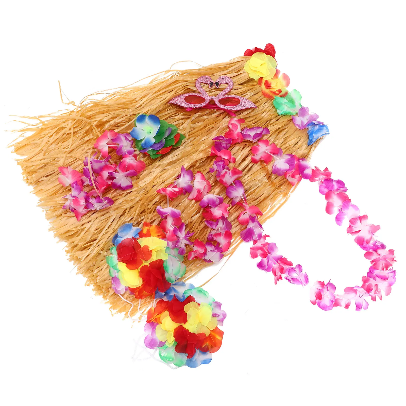 

Hawaiian Party Accessory Garland Hair Clip Straw Skirt Purple Decor Costume Favors Luau Wristband Skirt Beach Birthday