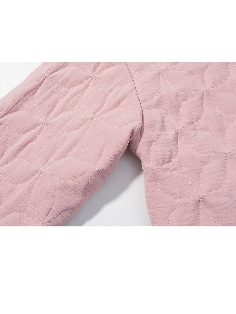 HH Women's Fashion Simple Versatile Round Neck Honed Diamond Jacket Female Elegant Solid Warm Single-breasted Long Sleeve Jacket