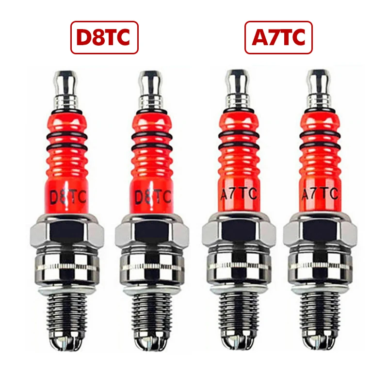 1/2 bujías de carreras de triple electrodo A7TC D8TC para motocicleta, ATV, scooter, moto de cross, Go Kart GY6125 CG 50 70 110 125 150CC
