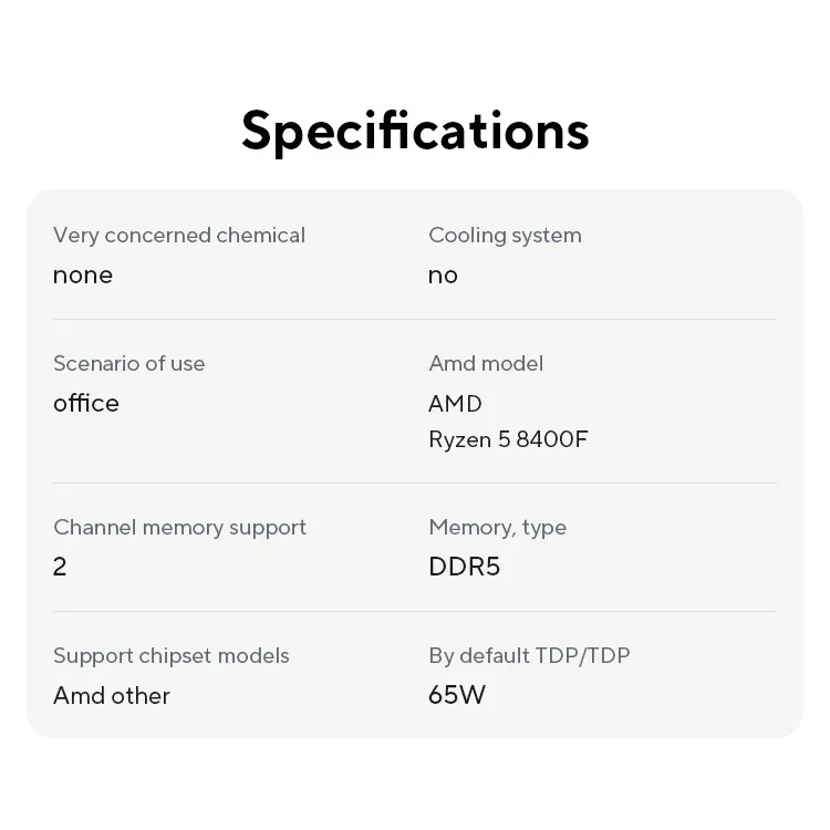 US/EU New AMD R5 8400F Ryzen 5 8400F 6 Cores 12 Threads 4.2GHz Desktop computer processor with AM5 Socket CPU