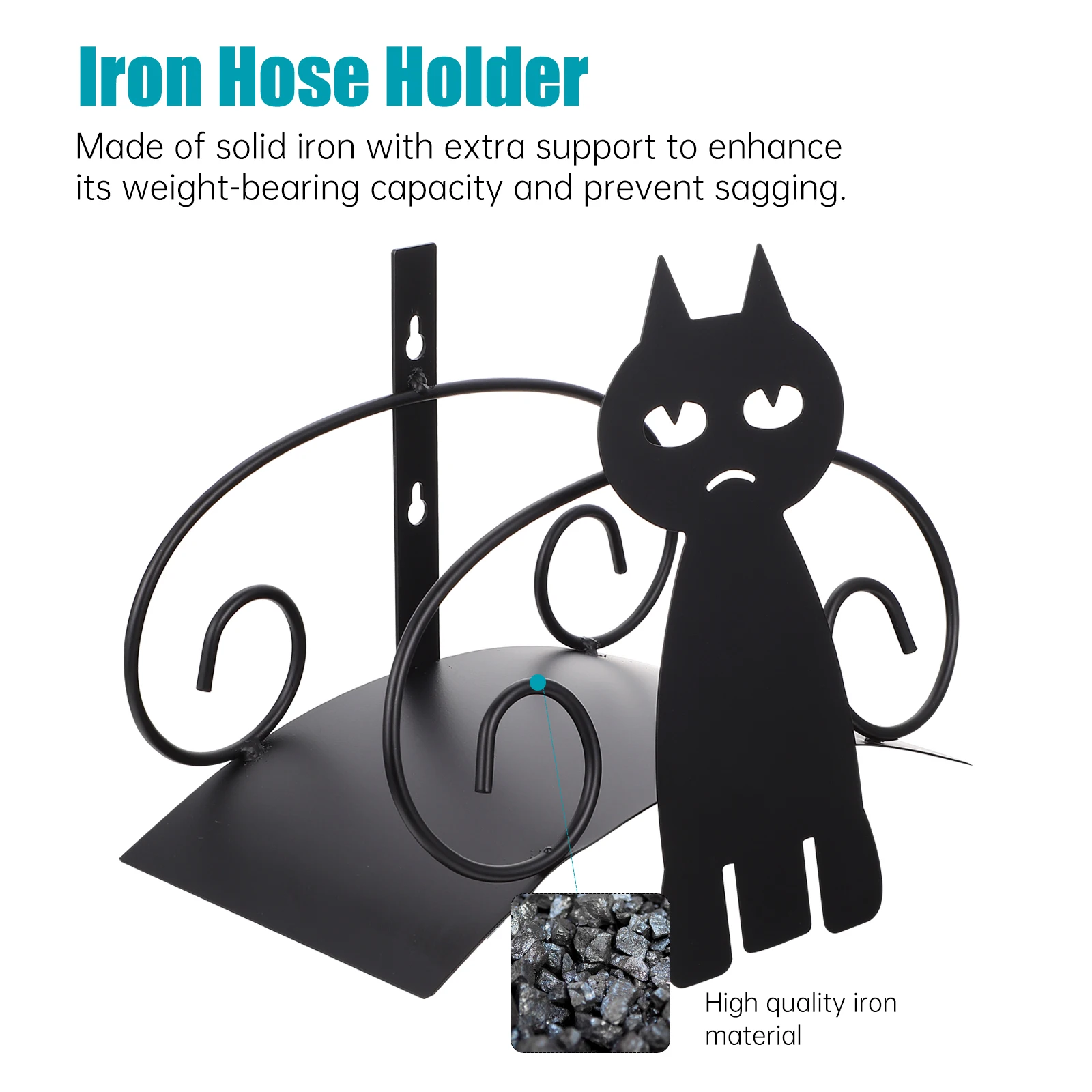 

Garden Hose Rack Iron Holder Smooth Weatherproof Outdoor Hose Shelf with Decorative Simple Elegant Storage Organizer