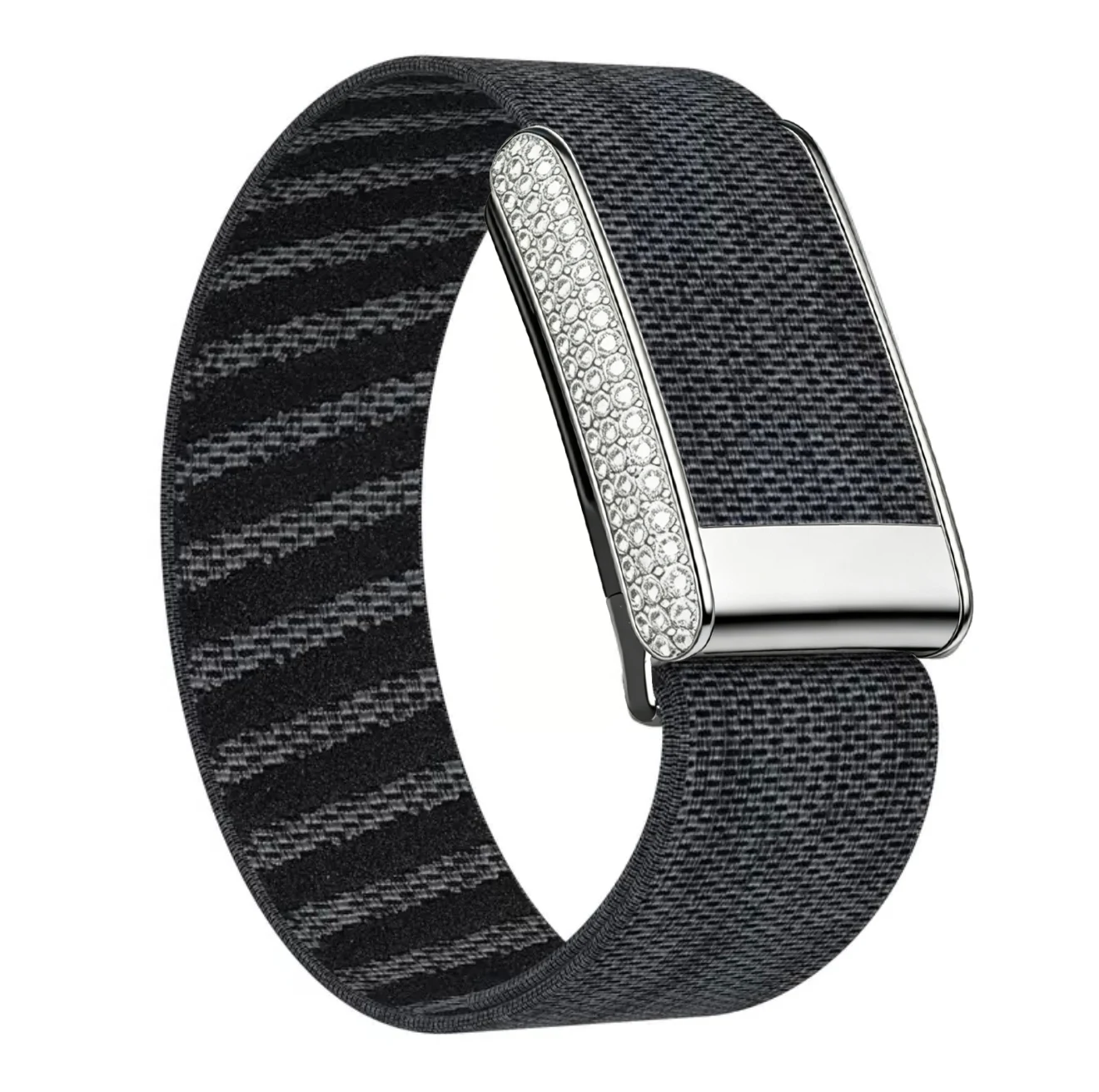 Suitable for Whoop 5.0 Replacement Strap Elastic Band Nylon Casual Wristband with Bright Silver Diamond Studded U-Shaped Frame